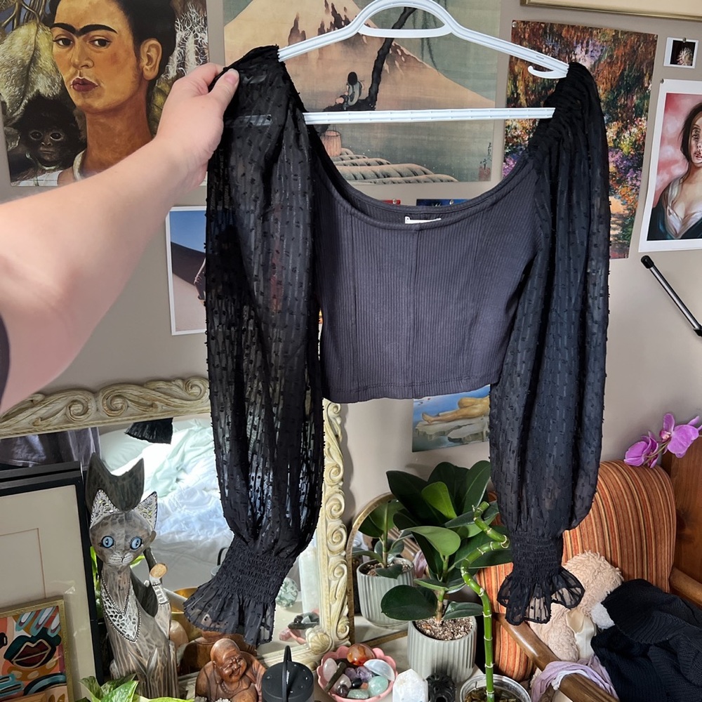 UO long dot mesh sleeve